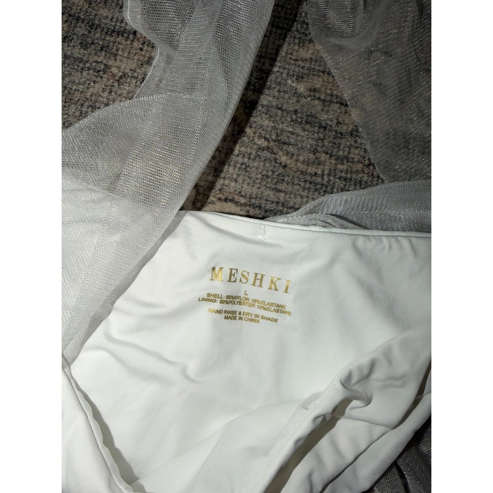 Meshki Bridal White Bikini Sheryl Bow Large - Picture 3 of 4
